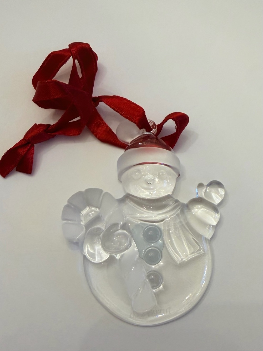 Tiffany&Co. SnowMan  with Candy Cane Ornament Lead Crystal. New with tags!